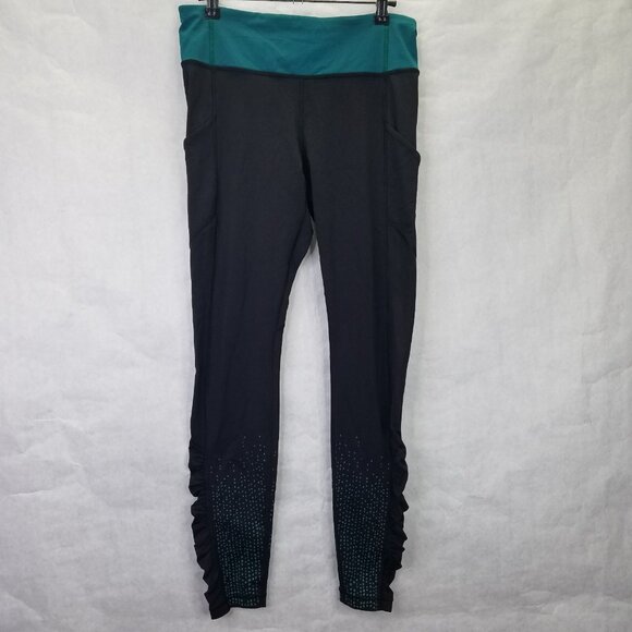 Lululemon Speed Tight IV Leggings Size 8 Lights Out Black Forage Teal Reflective - Picture 1 of 13